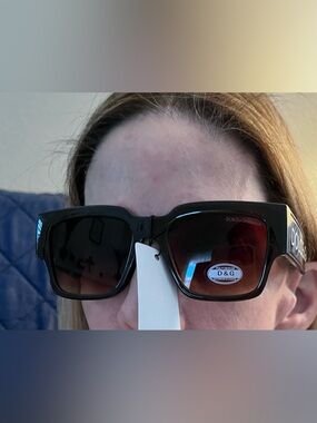 D&G Women's Black Frame Sunglasses with Brown Gradient Lenses